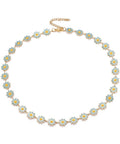 DEEP SKY BLUE Enamel Daisy Link Chain Necklace, PVD Vacuum Plating 304 Stainless Steel Jewelry for Women, Golden Enamel Daisy Link Chain Necklace, PVD Vacuum Plating 304 Stainless Steel Jewelry for Women, Golden