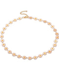 PINK Enamel Daisy Link Chain Necklace, PVD Vacuum Plating 304 Stainless Steel Jewelry for Women, Golden Enamel Daisy Link Chain Necklace, PVD Vacuum Plating 304 Stainless Steel Jewelry for Women, Golden