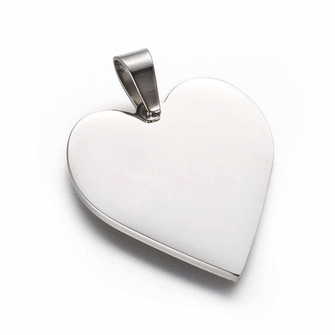 STAINLESS STEEL Engravable 304 Stainless Steel, Heart, 25x23.5x1.4mm Engravable 304 Stainless Steel, Heart, 25x23.5x1.4mm