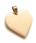 ION GOLD PLATED Engravable 304 Stainless Steel, Heart, 25x23.5x1.4mm Engravable 304 Stainless Steel, Heart, 25x23.5x1.4mm