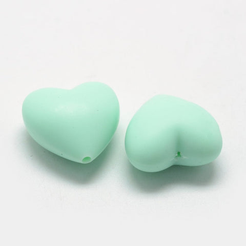 PALE GREEN Environmental Silicone Beads, Chewing Beads For Teethers, DIY Nursing Necklaces Making, Heart Silicone Beads, Chewing Beads For Teethers, DIY Nursing Necklaces Making, Heart