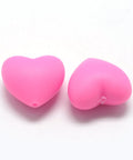 DEEP PINK Environmental Silicone Beads, Chewing Beads For Teethers, DIY Nursing Necklaces Making, Heart Silicone Beads, Chewing Beads For Teethers, DIY Nursing Necklaces Making, Heart