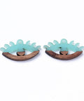TURQUOISE (ER8785-B01) (ER8785-X) Resin & Walnut Wood Pendants, Eyes,14x27x4mm (2 PCS) (ER8785-X) Resin & Walnut Wood Pendants, Eyes,14x27x4mm (2 PCS)