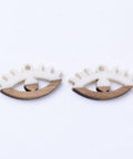 CREAM WHITE (ER8785-B05) (ER8785-X) Resin & Walnut Wood Pendants, Eyes,14x27x4mm (2 PCS) (ER8785-X) Resin & Walnut Wood Pendants, Eyes,14x27x4mm (2 PCS)