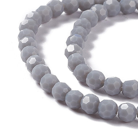 Faceted Glass Beads Strands, Round, Slate Gray, 4mm, Hole: 1mm ( Faceted Glass Beads Strands, Round, Slate Gray, 4mm, Hole: 1mm (