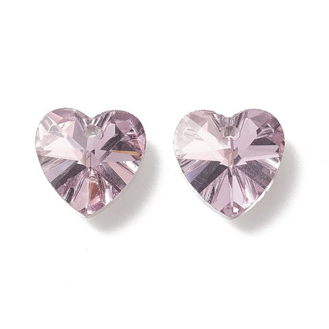 LAVENDER BLUSH Faceted Glass Charms, Heart, Back Plated, 14x14x7.5mm Faceted Glass Charms, Heart, Back Plated, 14x14x7.5mm