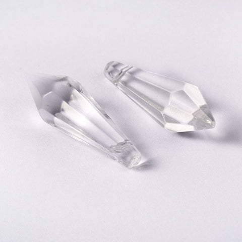 Faceted Glass Pendants, Crystal Suncatcher, Clear, 14x38mm Faceted Glass Pendants, Crystal Suncatcher, Clear, 14x38mm