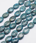 Flat Oval Natural Ripple Jasper, Dyed, Dark Cyan, 18mm Flat Oval Natural Ripple Jasper, Dyed, Dark Cyan, 18mm