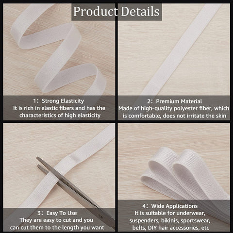 Flat Polyester Elastic Cord – 12mm Wide (White) sold by the meter Flat Polyester Elastic Cord – 12mm Wide (White) sold by the meter