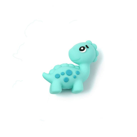 Food Grade Eco-Friendly Silicone Dinosaur Beads, Turquoise DIY Beads, 28x28x14.5mm Food Grade Eco-Friendly Silicone Dinosaur Beads, Turquoise DIY Beads, 28x28x14.5mm