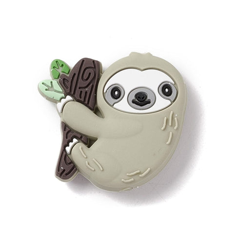 Food Grade Eco-Friendly Silicone Focal Beads, Baby Chew Teething, Sloth, 33mm Food Grade Eco-Friendly Silicone Focal Beads, Baby Chew Teething, Sloth, 33mm