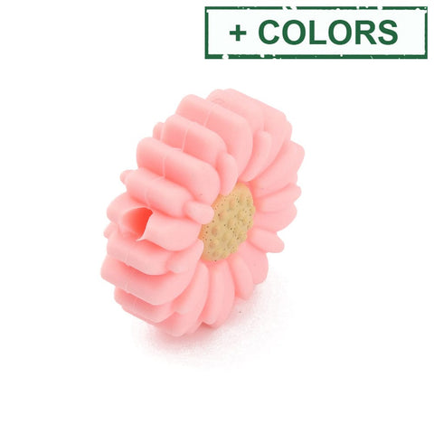 Food Grade Eco-Friendly Silicone Teething Beads, Daisy, 19.5x7.5mm Food Grade Eco-Friendly Silicone Teething Beads, Daisy, 19.5x7.5mm