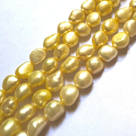 Freshwater Pearls 9-10mm Irregular Pearls – Golden Freshwater Pearls 9-10mm Irregular Pearls – Golden
