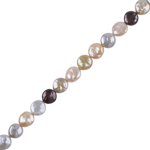 MIXED Freshwater Pearls, Flat Round, Mixed Colors, 12-13mm Freshwater Pearls, Flat Round, Mixed Colors, 12-13mm