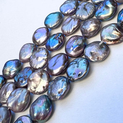 BLACK Freshwater Pearls, Flat Round, Mixed Colors, 12-13mm Freshwater Pearls, Flat Round, Mixed Colors, 12-13mm