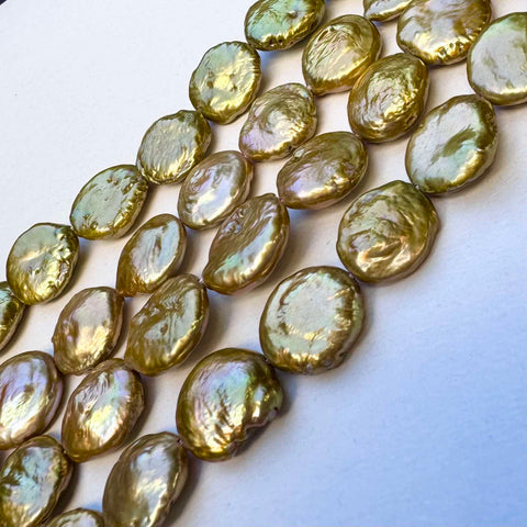 GOLD Freshwater Pearls, Flat Round, Mixed Colors, 12-13mm Freshwater Pearls, Flat Round, Mixed Colors, 12-13mm