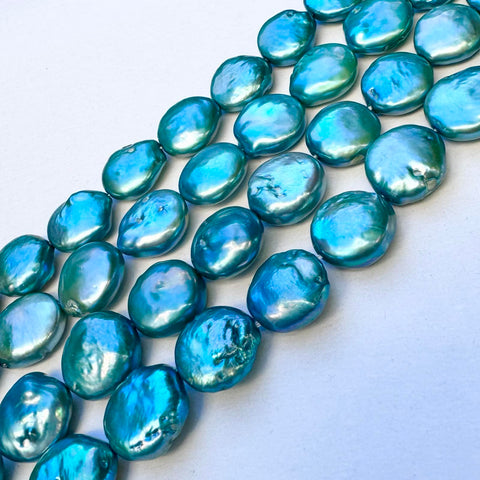 GREEN Freshwater Pearls, Flat Round, Mixed Colors, 12-13mm Freshwater Pearls, Flat Round, Mixed Colors, 12-13mm