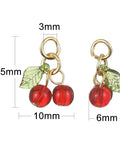 Glass & Acrylic Cherry Charms with 304 Stainless Steel Findings, 10x15mm Glass & Acrylic Cherry Charms with 304 Stainless Steel Findings, 10x15mm