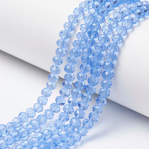 Light Sky Blue Glass Bead Strands, Faceted, Rondelle, 8x6mm Glass Bead Strands, Faceted, Rondelle, 8x6mm