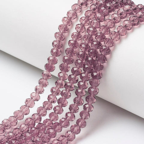 Pale Violet Red Glass Bead Strands, Faceted, Rondelle, 8x6mm Glass Bead Strands, Faceted, Rondelle, 8x6mm