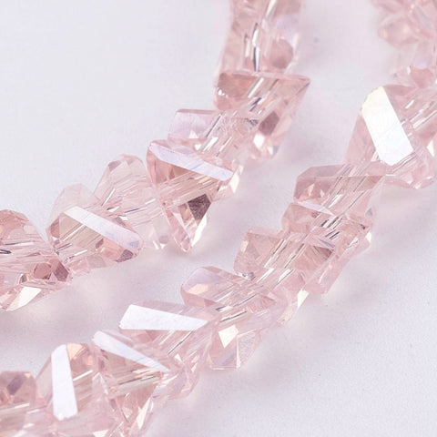 TRANSPARENT PINK AB Glass Beads, Faceted, Triangle, 5x4.5x6mm Glass Beads, Faceted, Triangle, 5x4.5x6mm