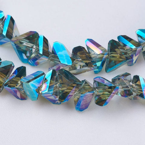 TRANSPARENT RAINBOW DARK CYAN Glass Beads, Faceted, Triangle, 5x4.5x6mm Glass Beads, Faceted, Triangle, 5x4.5x6mm