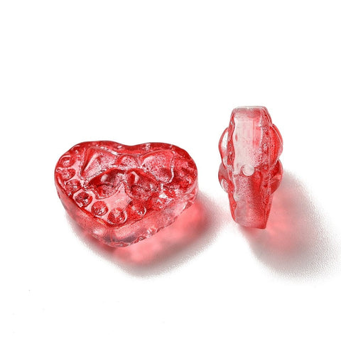 Glass Beads, Heart with Bowknot, Red, 14x16x7.5mm Glass Beads, Heart with Bowknot, Red, 14x16x7.5mm