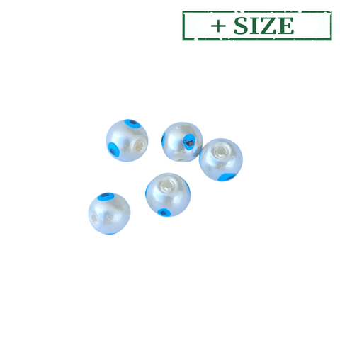 Glass Beads Pearlized with Painted Evil Eyes Round Glass Beads Pearlized with Painted Evil Eyes Round