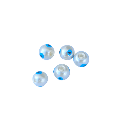 Glass Beads Pearlized with Painted Evil Eyes Round Glass Beads Pearlized with Painted Evil Eyes Round