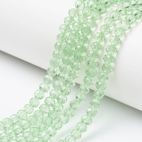 PALE GREEN Glass Beads Strands, Faceted, Rondelle, 6x5mm Glass Beads Strands, Faceted, Rondelle, 6x5mm