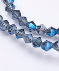 MARINE BLUE Glass Bicone Beads, 3mm Glass Beads Strands, AB Color Plated, Faceted, Bicone, DarkRed Size: about 3mm long, 3~3.5mm in diameter, hole: 0.5mm; about 150pcs/strand, 15.5".