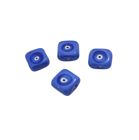 Glass Evil Eyes Slider / Connector Beads Square Shape Hand Painted Blue 15x7mm Glass Evil Eyes Slider / Connector Beads Square Shape Hand Painted Blue 15x7mm