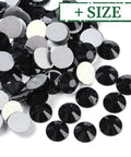Glass Flat Back Rhinestone, Grade A, Back Plated, Faceted, Half Round, Jet Glass Flat Back Rhinestone, Grade A, Back Plated, Faceted, Half Round, Jet