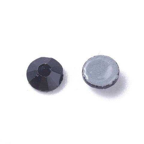 JET Glass Hotfix Rhinestone, Flat Back & Faceted, Half Round, 4.6-4.8mm Glass Hotfix Rhinestone, Flat Back & Faceted, Half Round, 4.6-4.8mm
