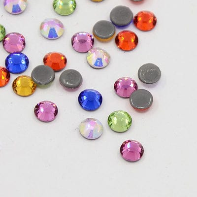 MIXED COLORS Glass Hotfix Rhinestones – Flat Back, Faceted Round SS12 Glass Hotfix Rhinestones – Flat Back, Faceted Round SS12