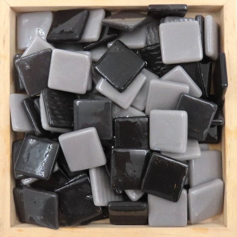 ASH COAL Glass Mosaic Tiles – 25x25mm Mixed Finish Glass Mosaic Tiles – 25x25mm Mixed Finish
