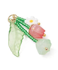 Glass & Opaque Acrylic Beaded Flower Pendant, Red Charms Glass & Opaque Acrylic Beaded Flower Pendant, Red Charms