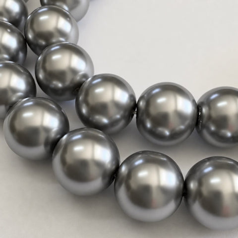 AGED SILVER Glass Pearl Beads, Round, 16mm Glass Pearl Beads, Round, 16mm