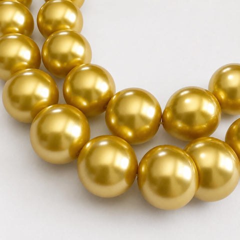 GOLDEN Glass Pearl Beads, Round, 16mm Glass Pearl Beads, Round, 16mm