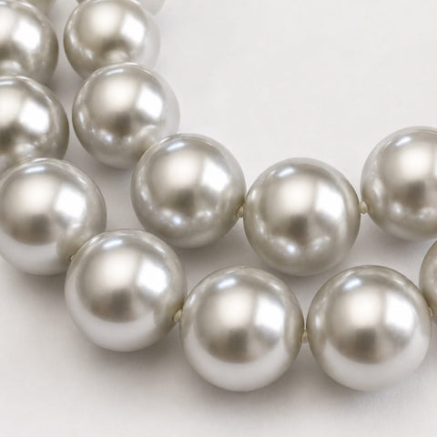 SILVER Glass Pearl Beads, Round, 16mm Glass Pearl Beads, Round, 16mm