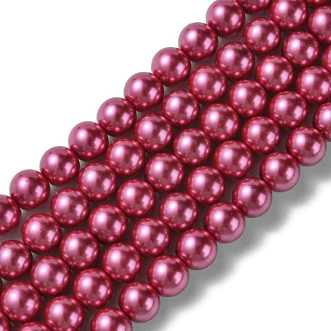 CERISE Glass Pearl Round Beads 8mm Glass Pearl Round Beads, Dark 8mm 