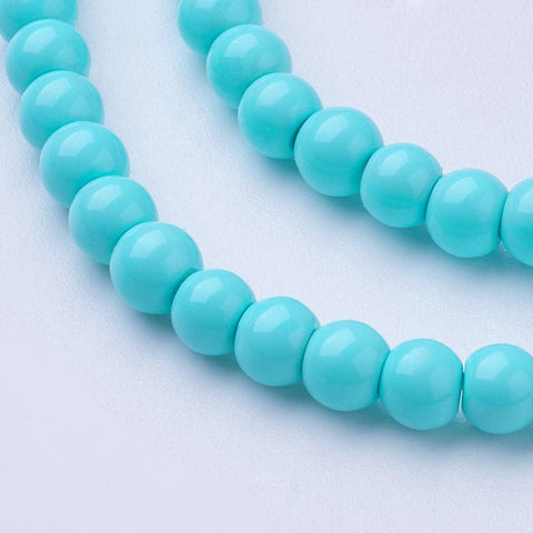 SKY BLUE Glass Pearls, 4mm Glass Pearls 4mm Gold 