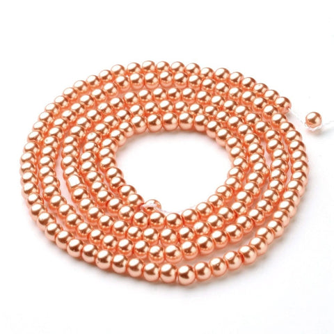 CORAL Glass Pearls, 4mm Glass Pearls 4mm Gold 
