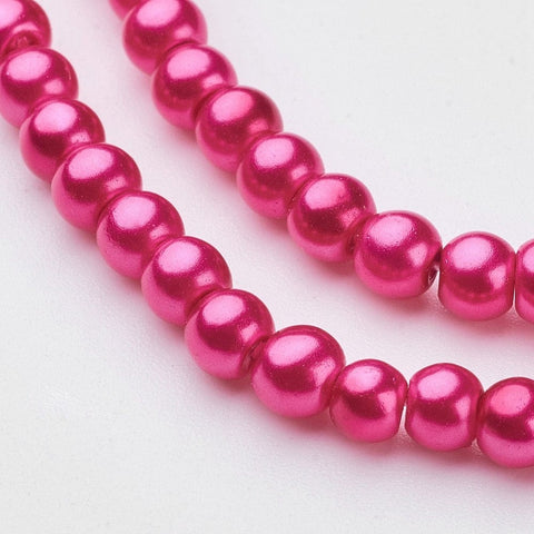 PALE VIOLET RED Glass Pearls, 4mm Glass Pearls 4mm Gold 