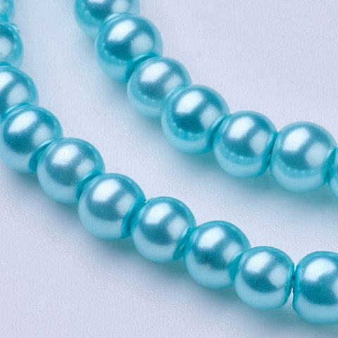 LIGHT CYAN Glass Pearls, 4mm Glass Pearls 4mm Gold 
