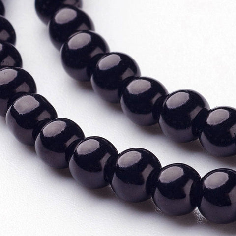 BLACK Glass Pearls, 4mm Glass Pearls 4mm Gold 
