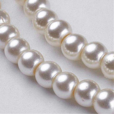 CREAMY WHITE Glass Pearls, 4mm Glass Pearls 4mm Gold 
