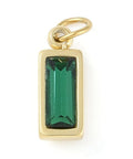 GREEN Glass Pendants, Ion Plating 304 Stainless Steel Rectangle Charms, Real 18K Gold Plated, 11x4x3.5mm Glass Pendants, Ion Plating 304 Stainless Steel Rectangle Charms, Real 18K Gold Plated, 11x4x3.5mm