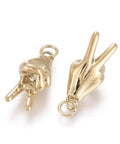 Gold 304 Stainless Steel Peace Hand Charm with Jump Ring Gold 304 Stainless Steel Peace Hand Charm with Jump Ring