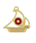 Gold Plated Boat Pendant with Enamel Evil Eye, 36.5x36.5mm Gold Plated Boat Pendant with Enamel Evil Eye, 36.5x36.5mm